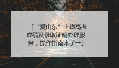 “爱山东”上线高考成绩及录取证明办理服务，操作指南来了→