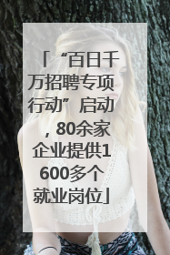 “百日千万招聘专项行动”启动，80余家企业提供1600多个就业岗位