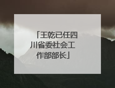 王乾已任四川省委社会工作部部长
