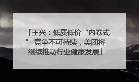王兴：低质低价“内卷式” 竞争不可持续，美团将继续推动行业健康发展