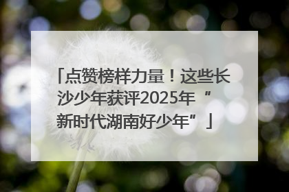 点赞榜样力量！这些长沙少年获评2025年“新时代湖南好少年”