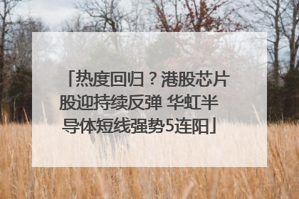 热度回归？港股芯片股迎持续反弹 华虹半导体短线强势5连阳