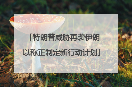 特朗普威胁再袭伊朗 以称正制定新行动计划