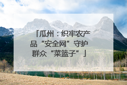瓜州：织牢农产品“安全网”守护群众“菜篮子”