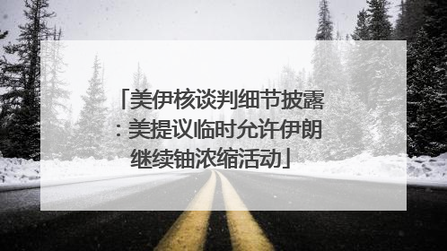 美伊核谈判细节披露：美提议临时允许伊朗继续铀浓缩活动