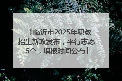 临沂市2025年职教招生新政发布，平行志愿6个，填报时间公布