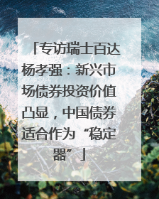 专访瑞士百达杨孝强：新兴市场债券投资价值凸显，中国债券适合作为“稳定器”