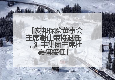 友邦保险董事会主席谢仕荣将退任，汇丰集团主席杜嘉祺接任