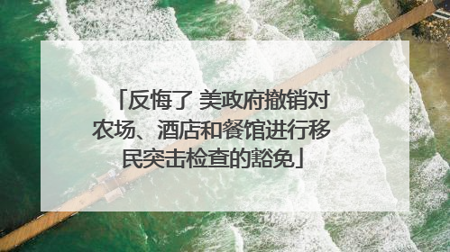反悔了 美政府撤销对农场、酒店和餐馆进行移民突击检查的豁免