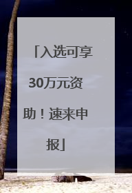 入选可享30万元资助！速来申报