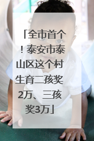 全市首个！泰安市泰山区这个村生育二孩奖2万、三孩奖3万