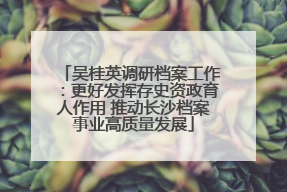 吴桂英调研档案工作：更好发挥存史资政育人作用 推动长沙档案事业高质量发展