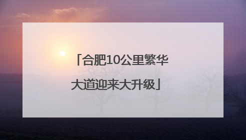 合肥10公里繁华大道迎来大升级
