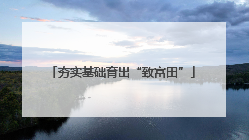 夯实基础育出“致富田”