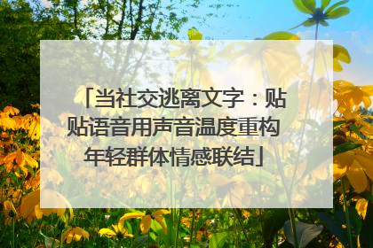 当社交逃离文字：贴贴语音用声音温度重构年轻群体情感联结
