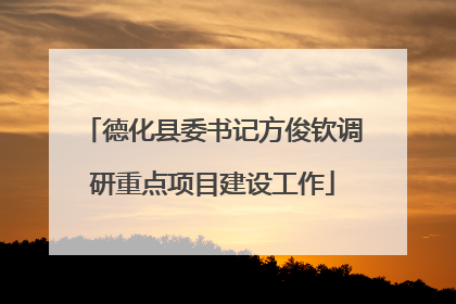 德化县委书记方俊钦调研重点项目建设工作