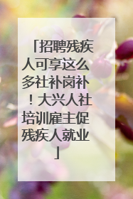 招聘残疾人可享这么多社补岗补！大兴人社培训雇主促残疾人就业