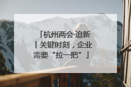 杭州两会·追新丨关键时刻，企业需要“拉一把”