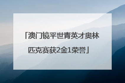 澳门镜平世青英才奥林匹克赛获2金1荣誉