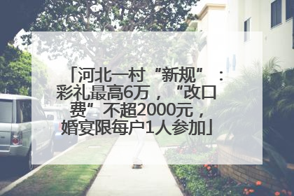 河北一村“新规”：彩礼最高6万，“改口费”不超2000元，婚宴限每户1人参加