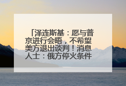 泽连斯基：愿与普京进行会晤，不希望美方退出谈判！消息人士：俄方停火条件包括北约“书面”保证不东扩