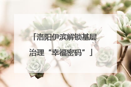 洛阳伊滨解锁基层治理“幸福密码”