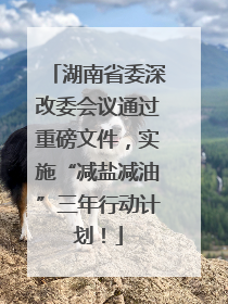 湖南省委深改委会议通过重磅文件，实施“减盐减油”三年行动计划！