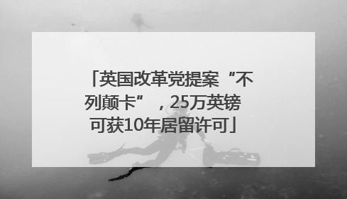 英国改革党提案“不列颠卡”，25万英镑可获10年居留许可