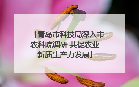 青岛市科技局深入市农科院调研 共促农业新质生产力发展