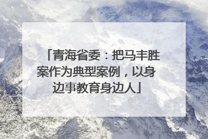 青海省委：把马丰胜案作为典型案例，以身边事教育身边人