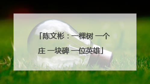 陈文彬：一棵树 一个庄 一块碑 一位英雄