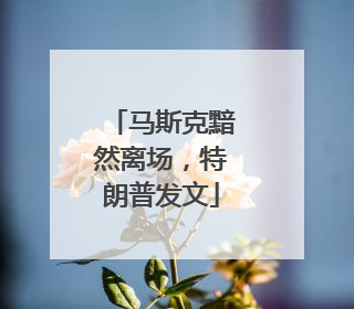 马斯克黯然离场，特朗普发文