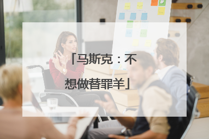 马斯克：不想做替罪羊