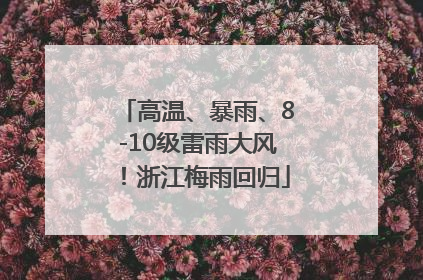 高温、暴雨、8-10级雷雨大风！浙江梅雨回归