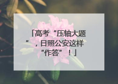 高考“压轴大题”，日照公安这样“作答”！