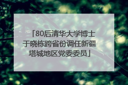 80后清华大学博士于晓栋跨省份调任新疆塔城地区党委委员
